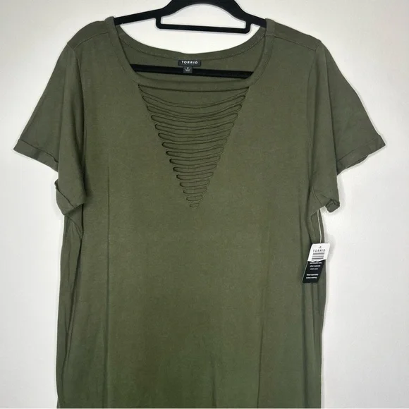 NWT Olive Green Dip-Dye Short Sleeve Women's T-Shirt Material Dress Size 2X - Picture 11 of 13